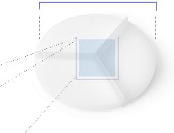 White 3-division partition, 8.1 cm in diameter